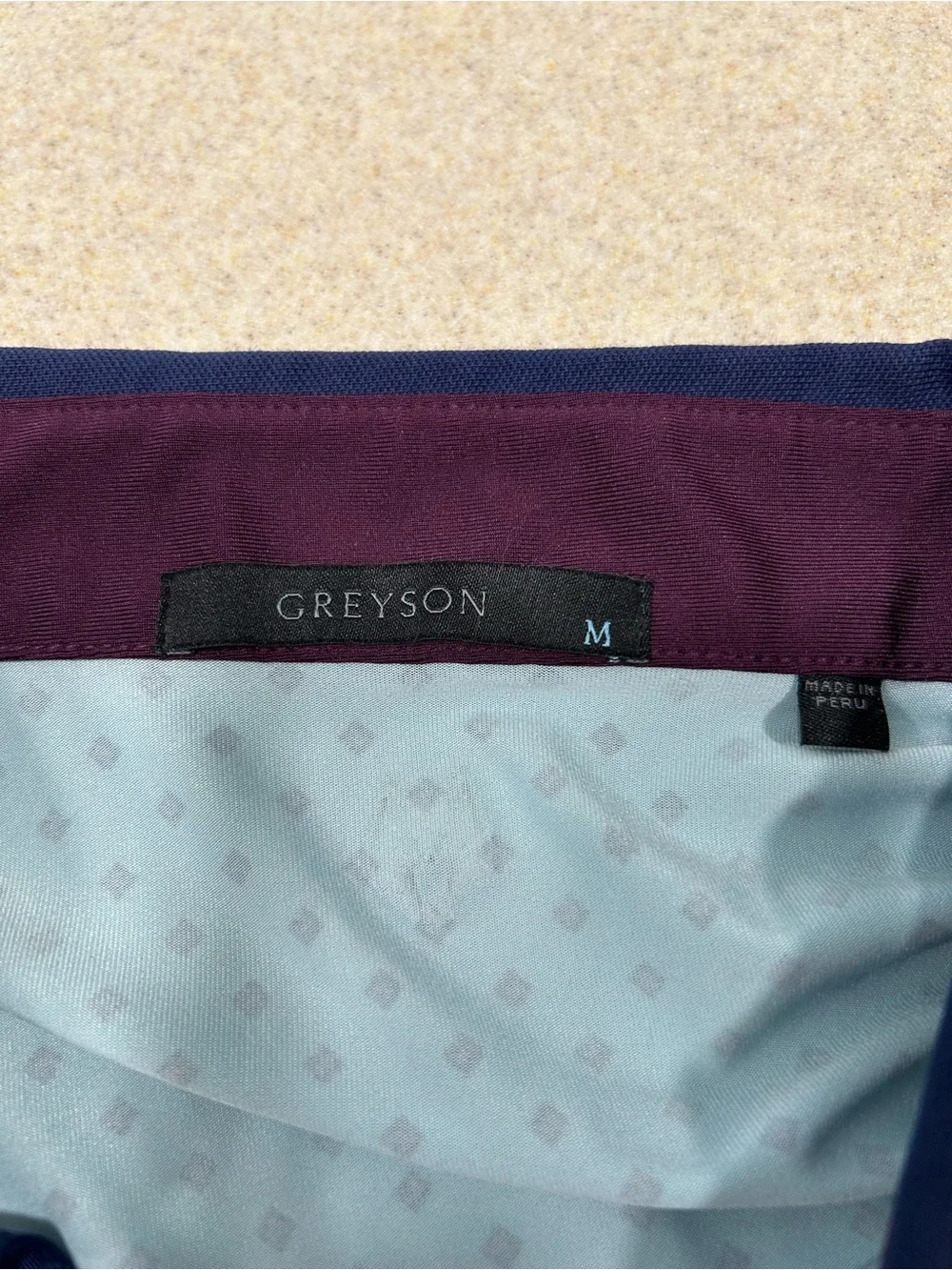 Greyson polo mens M blue all over print lighweight moisture wicking Tetherow